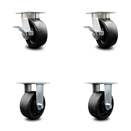 Service Caster 5 Inch Kingpinless Glass Filled Nylon Wheel Caster Brakes 2 Rigid SCC, 2PK SCC-KP30S520-GFNR-SLB-2-R-2